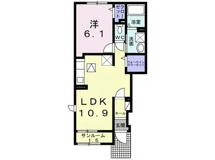 アイ シー ザ ライト II(1LDK/1階)の間取り写真