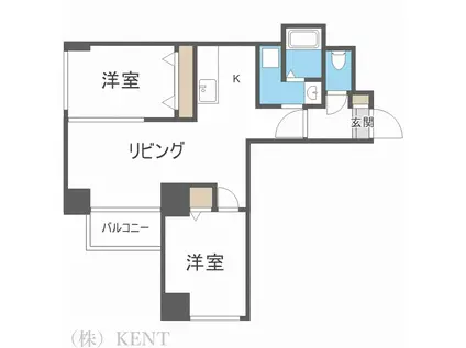 東十字街マンション(2LDK/3階)の間取り写真
