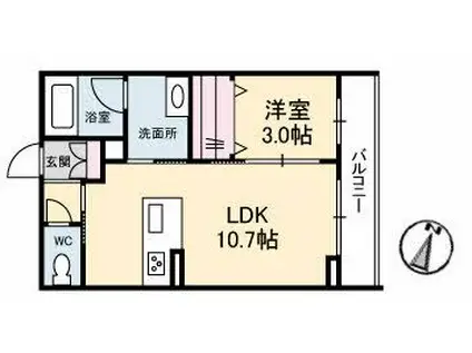 GRANTAGE下関VI(1LDK/2階)の間取り写真