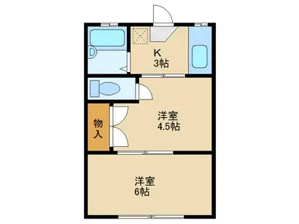 ユタカコーポ(2K/2階)の間取り写真