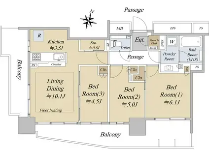 シティタワーズ板橋大山ノースタワー(3LDK/15階)の間取り写真