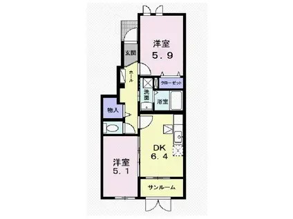 コルソI(2DK/1階)の間取り写真