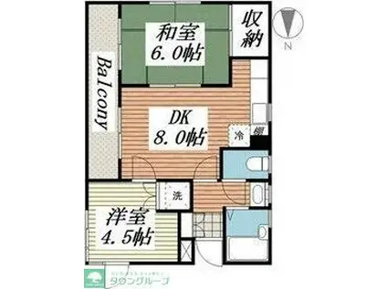 ロイヤルエモンド松戸(2DK/3階)の間取り写真