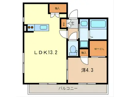 マリアクレール(1LDK/1階)の間取り写真