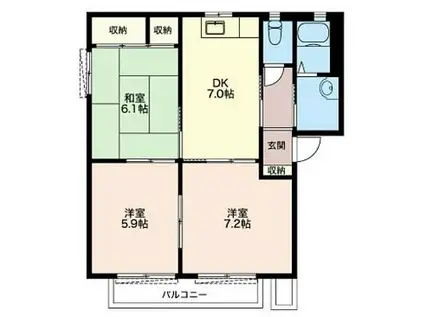 アンゼリーク(3DK/1階)の間取り写真