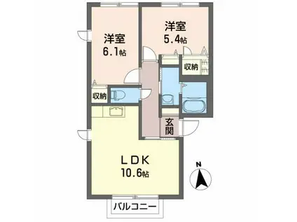 ソディア A(2LDK/2階)の間取り写真
