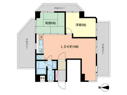 セザール池袋要町(2LDK/8階)の間取り写真