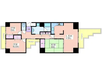 グローハイツ北加賀屋ウエスト(3LDK/5階)の間取り写真