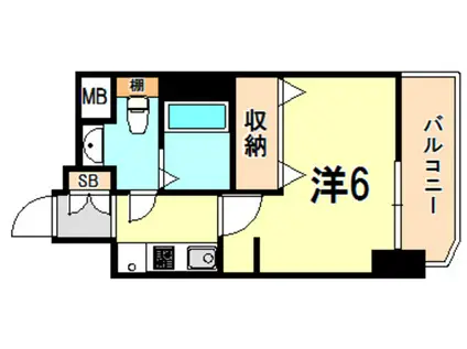 エステムコート神戸ハーバーランド前6ピクシス(1K/13階)の間取り写真