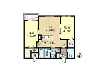 スプランディッドII(1K/5階)の間取り写真