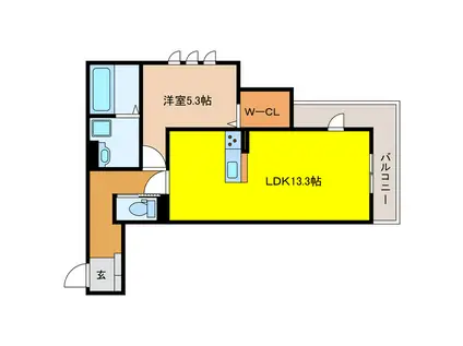 LACASA 天龍川町(1LDK/2階)の間取り写真