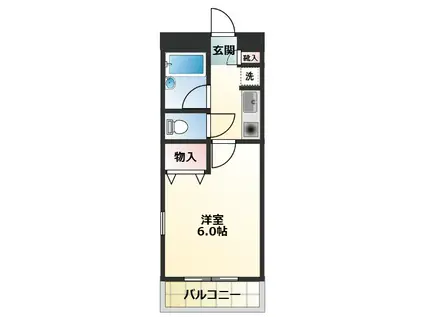 アルブル(1K/4階)の間取り写真