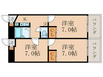 モンテローザ(3K/1階)の間取り写真
