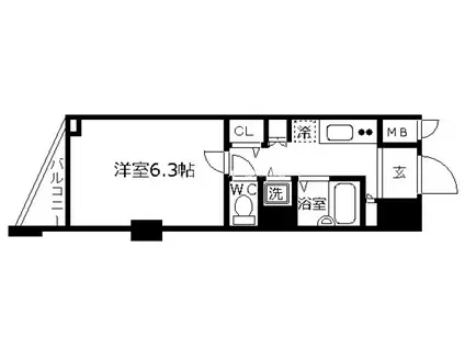 トーシンフェニックス神田岩本町弐番館(1K/11階)の間取り写真