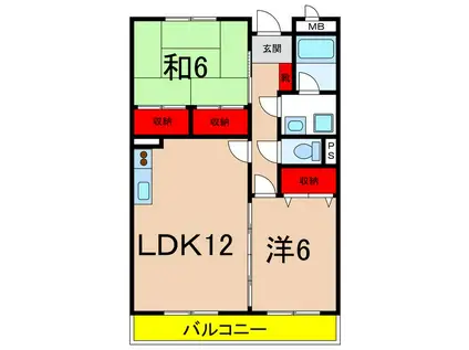 リンピア畑田(2LDK/1階)の間取り写真