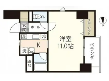 カーサフィオーレ表町(1K/9階)の間取り写真