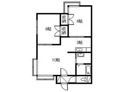 ウエストヴィレッジI(2LDK/2階)の間取り写真