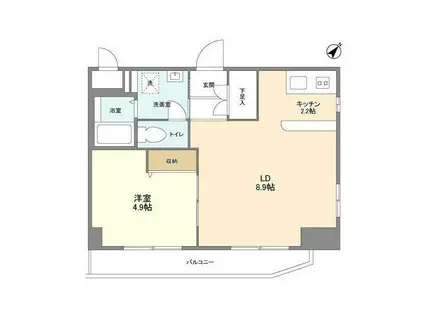 KDXレジデンス小豆沢(1LDK/2階)の間取り写真