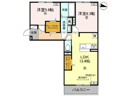 ＪＲ関西本線 法隆寺駅 徒歩21分 3階建 築1年(2LDK/3階)の間取り写真