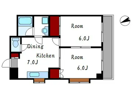 ロイアルコート 5(2DK/4階)の間取り写真