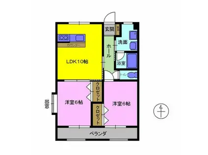 パークタウン畑中NH(2LDK/1階)の間取り写真