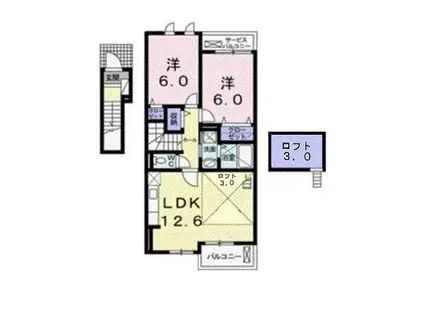 サニーヴィラ II(2LDK/2階)の間取り写真