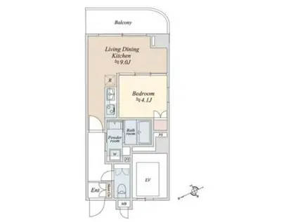 リバーパーク門前仲町(1LDK/6階)の間取り写真