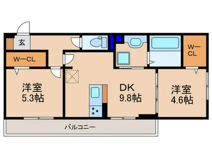 エレガンスビュー(2DK/3階)の間取り写真