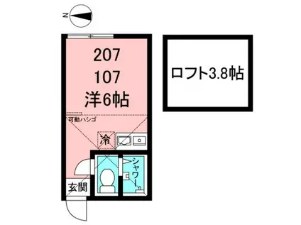 ユナイト新川崎ミルウォーキーの杜(ワンルーム/1階)の間取り写真