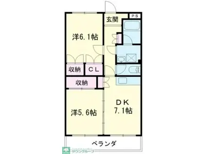 ビューパークロード(2DK/1階)の間取り写真