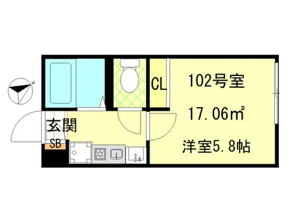 LECOCON平井(1K/1階)の間取り写真