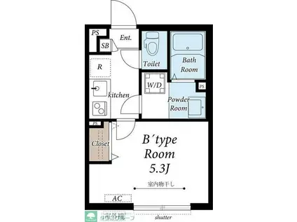 グレイス高野II(1K/1階)の間取り写真