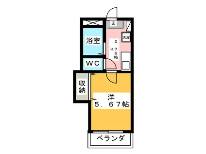 アバンテ曲金 I(1K/2階)の間取り写真