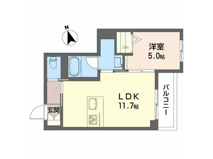 シャーメゾン コア八日町(1LDK/1階)の間取り写真