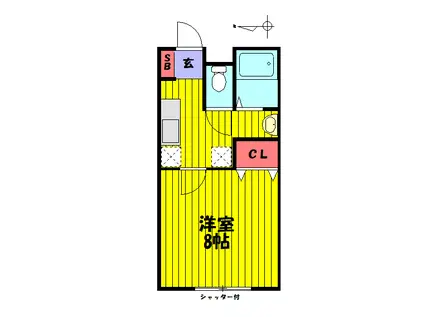 フォーメリー(1K/1階)の間取り写真