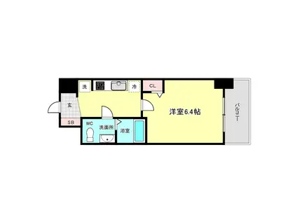 エグゼ大阪DOME CITYシエル(1K/2階)の間取り写真