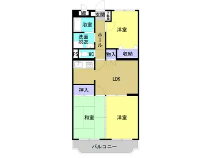 ファミーユ(3DK/2階)の間取り写真