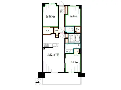 シティハウス吉祥寺北町(3LDK/2階)の間取り写真