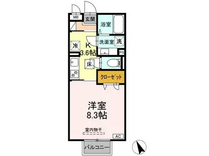 レジデンスフラワーII(1K/2階)の間取り写真