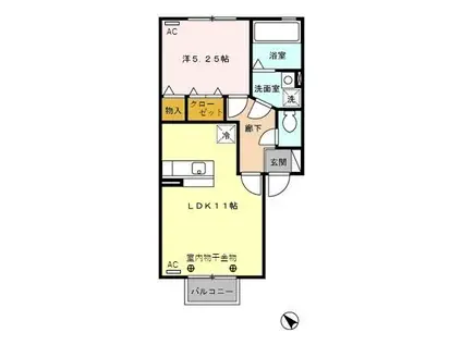 DH・やまと平面(1LDK/1階)の間取り写真