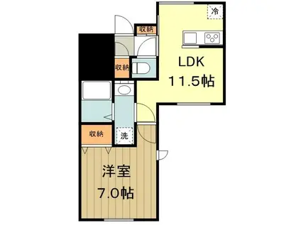 スムトコ(1LDK/1階)の間取り写真
