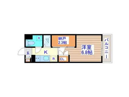 CINZA若林(1SK/5階)の間取り写真