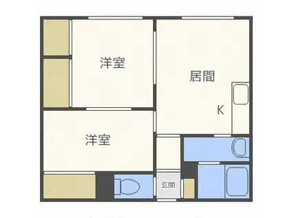 ノースランド発寒中央(2DK/3階)の間取り写真