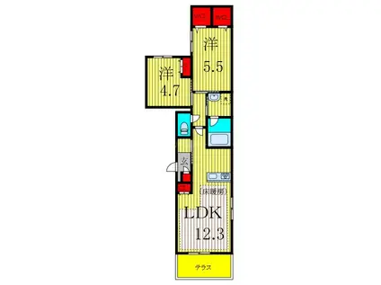 PALAIS RAFFINE(2LDK/1階)の間取り写真