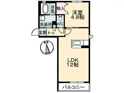 アムールG(1LDK/1階)の間取り写真