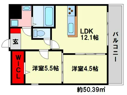 ラヴィアン宮前II号館(2LDK/3階)の間取り写真