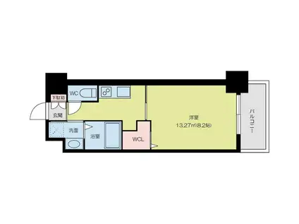 ラ・フェリス下到津(1K/11階)の間取り写真