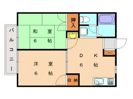 アメニティロード21 B(2DK/2階)の間取り写真