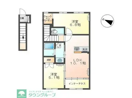 ブルークラウドB(2LDK/2階)の間取り写真