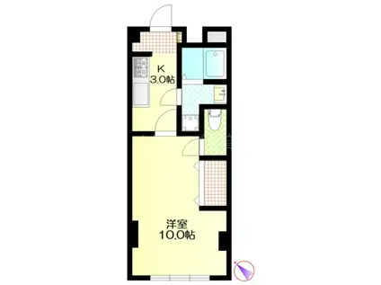 清水ビル(1K/3階)の間取り写真